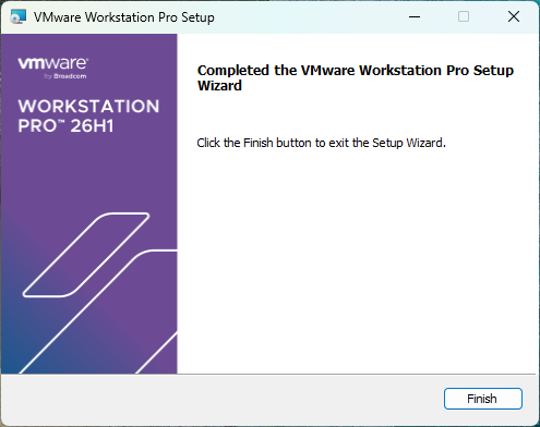 VMware Workstation Pro 설치 마법사 완료 화면
