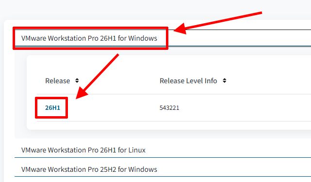VMware Workstation Pro Windows 버전 선택 화면