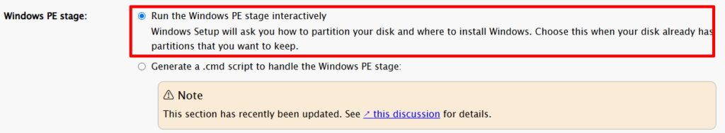 Windows PE stage