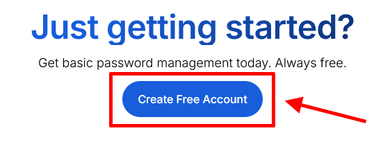 Bitwarden 무료 계정 만들기 버튼 선택