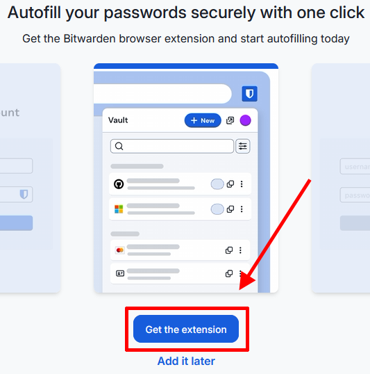 Bitwarden 브라우저 확장 프로그램 설치 시작