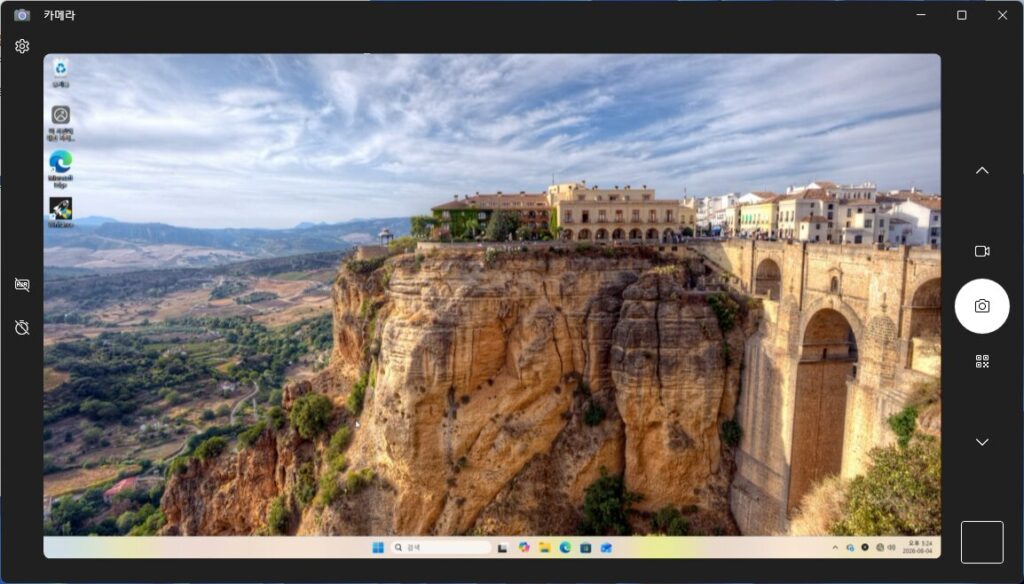 Windows 11 카메라 앱에 표시된 캡처카드 입력 영상