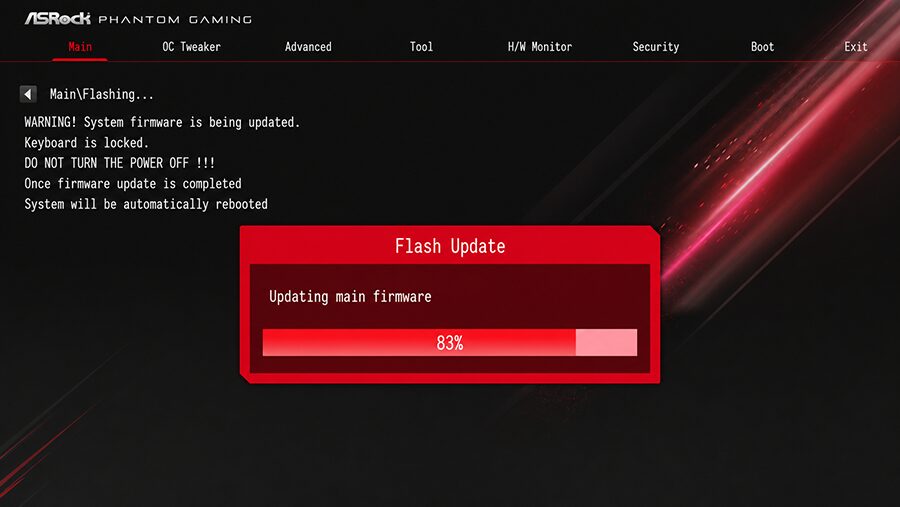 ASRock BIOS 업데이트 진행 화면